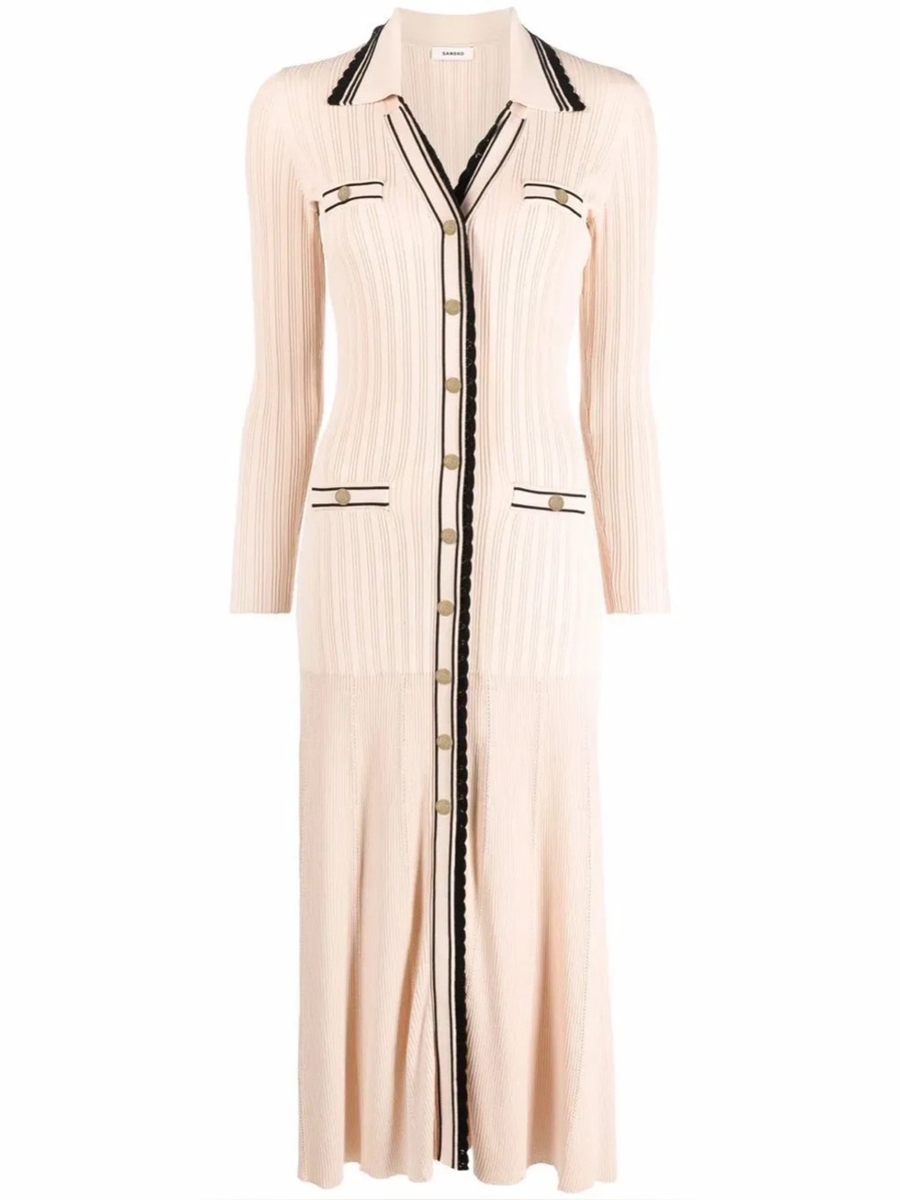 Sandro Alexandrine Ribbed Knit Midi Dress
